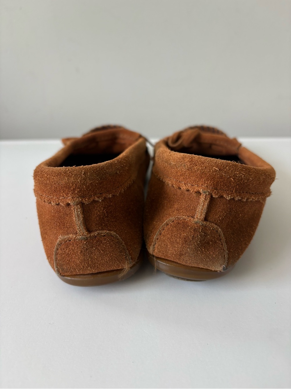 Minnetonka Thunderbird II Moccasins Brown Suede Beaded Leather Loafers Size 7 - Picture 8 of 13